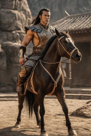 photorealistic photo of a centaur, mid-legth hair, heroic pose, Dungeos & Dragons composition, full body.
mortal kombat character,
8k,More Detail. DVD 1960's movie scene coomposition, RPG, fantasy,