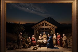 a holy night with a stable with Mary and Joseph and the Christ child in a manger, some shepherds and three wise men from the East framed by some angels scenery
Masterpiece,ayaka_genshin,More Detail,fantasy00d,FFIXBG,EpicArt,Nature,Landscape,Masterpiece