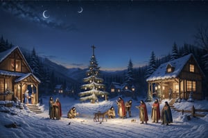 a holy night when Christ was born scenery
Masterpiece,ayaka_genshin,More Detail