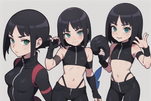  1girl, very_petite:1.2, hair_past_waist:1.3, black_hair, fishnets, emerald_eyes, in style of naruto, young, spiral_eyes:1.6, tiny_breasts, kunoichi
