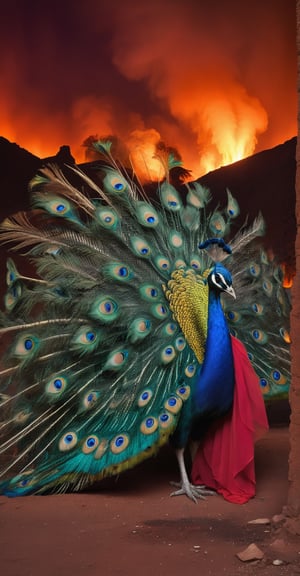 A youthful girl's form slowly contorts and expands, feathers sprouting from her arms and torso as she morphs into a majestic peacock. Against a rich, volcanic backdrop of crimson and burnt orange hues, the Alboca glass manufacturing facility hums in the background. Gigapascal pressure vessels glow with an eerie uranium green light, casting an otherworldly ambiance on the scene. The raw, photorealistic depiction captures the surreal moment with unflinching accuracy.,Illustration,Sexy Toon,facial expression,campervan