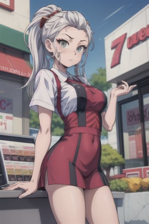seven eleven, Girl employe, ,anime, 24hrs shop, bored face, attendant, buyers, 