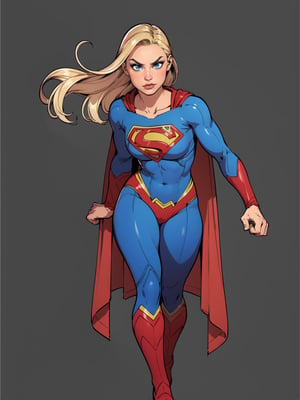 supergirl,kara,agawa,vibrant colors,warm palette,expressive,solid shading, serious look, sexy, blond hair, full body