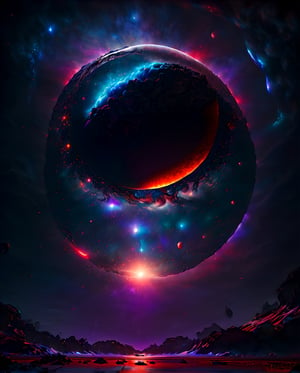 cloak,Man staring at night sky ripe with red moon, Purple and red moon, Dark atmosphere, reflection::2,luxurious_cloaks,(masterpiece, best quality, ultra-detailed, 8K), Compose a breathtaking depiction of an asteroid suspended in the vast expanse of dark space. The scene unfolds with an awe-inspiring view of a solitary asteroid, its rugged surface illuminated by the distant glint of stars scattered across the cosmic canvas.

The asteroid stands as a solitary sentinel amidst the velvety darkness, its jagged edges and craggy terrain illuminated by the subtle glow of celestial bodies. Shadows dance across its pockmarked surface, hinting at eons of cosmic collisions and space-borne journeys.

Surrounded by the inky abyss, the asteroid takes center stage, commanding attention with its enigmatic presence. The cosmic silence amplifies the solemnity of this celestial body, inviting contemplation of the mysteries and wonders that reside within the depths of the cosmos. This depiction captures the serene beauty and quiet grandeur of an asteroid suspended in the infinite darkness of space.,modelshoot style