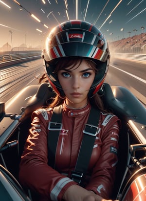 (((masterpiece))), (((Photography))), (((Ultrarealistic))), (((best quality))), (((driving a formula racing))), ((hands on steering wheel)), sitting on driver's seat, sharp eyes, ((helmet)), ((red uniform)), (((speed lines))), ((electricity)), ((spiral wind)), solo, 1girl, big tits, sweat, slim figure, lora:girllikeformularacing:1
,3va