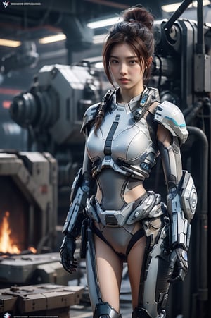 RAW photo,  best quality,  photo realistic,  master piece,  1girl,  solo, most beautiful Sarah Kerrigan, 21 years old,  adorable,  innocent look, (inspired by Star Craft II game),
(((sexy girl’s body))),  (((petite body))),  medium breasts,  slim body,

Full body, front view,
tense,  Stern face, angry, tight lip,
looking at viewer,


Standing in nuclear power plant industrial complex under blue sky with fire and smoke in the background,

Long ponytail hair,  tidy hair, Red hair,

Wearing white mecha space armor suit, full armor, Mecha body,mecha, 
skintight biomech exo suit,xxmix_girl,novastarcraft,Masterpiece