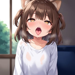 Loli, oversized_clothes ,Brown hair, Medium hair,Ahegao