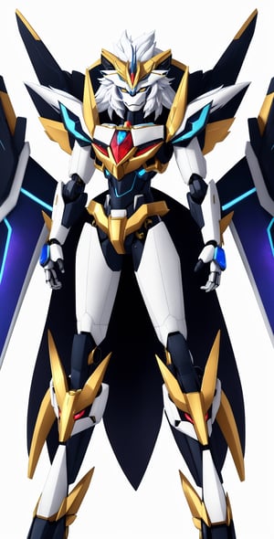 (No background:1.3), (White background:1.3), (solo:1.3), (full body:1.3), (blue mantellic tattoos),(solgaleo:1.2),helmet, scifi, futuristic, lots of small parts, (mecha, robot:1.2), (ultra detailed:1.5), anime style,(lion with long ears and an ultra-fluffy mane and scruff), neon, glowing and luminescent, long hair,radiant iridescent fire energy,Spirit Fox Pendant, wrenchsmechs, gold mecha,