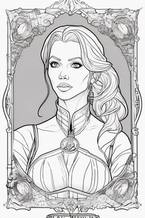 Clean coloring book pages of Triss Merigold, black and white