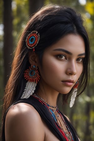 Masterpiece photo of an attractive Indigenous woman, model, ultrarealistic, raw, amazing, closed mouth, authentic, 32k resolution, EOS R3 camera, XXMix_realisticSDXL, bul4, er 





