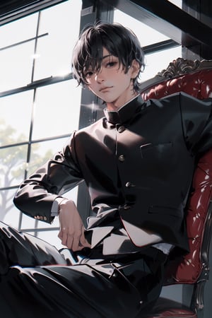 (masterpiece,  best quality:1.4), an painting of yoshidadef, 1boy, black hair, black eyes, short hair, school uniform, gakuran, black pants, best hands, perfect hands, perfect, daylight,High detailed, portrait, close shot