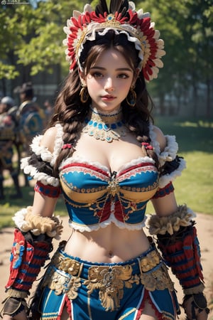 busty and sexy girl, 8k, masterpiece, ultra-realistic, best quality, high resolution, high definition, ,lolita, Aztec warriors