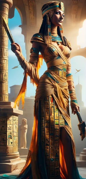 queen Nefertiti of Ancient Egypt wearing a shirt with the text "pua" written on it, Holding a sword can in hand, Posing as The statue of liberty, ancient Egypt theme , warm ancient Egyptian atmosphere but in ancient Egypt City , realistic , detailed, ancient Egyptian costumes,Background in Egypt castle ,,smile, (oil shiny skin:1.0), (big_boobs:2.6), willowy, chiseled, (hunky:2.4),(( body rotation 35 degree)), (upper body:0.8),(perfect anatomy, prefecthand, dress, long fingers, 4 fingers, 1 thumb), 9 head body lenth, dynamic sexy pose, breast apart, (artistic pose of awoman),abyssaltech ,dissolving,abyss,DonMChr0m4t3rr4XL ,chrometech,surface imperfections,DonMM00m13sXL,shards,glass,brocken glass,transparent glass,pieces of glass,Made_of_pieces_broken_glass