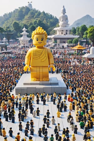 Standing a lego big buddha,crowded people,kaisatsu