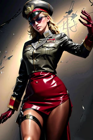 (dominoop:1.2), (women, blonde_hair, glasses, uniform, hat), portrait, epic realistic, 8k, best quality, real picture, intricate details, ultra-detailed, ultra highres, depth field,(photorealistic,realistic:1.2),masterpiece, , 1 girl, portrait of beautifull, solo, bare_arms, v-shaped_eyebrows, closed_mouth, serious, frown, sky, fighting_stance, volumetric lighting, best quality, masterpiece, intricate details , tonemapping, faded, (neutral colors:1.2), (hdr:1.4), (muted colors:1.2), hyperdetailed, (artstation:1.4), cinematic, warm lights, dramatic light, (intricate details:1.1), complex background , (rutkowski:0.66), (teal and orange:0.4),Domino, (shiny oil skin:1.3), big breast, (dynamic pose:1.5), dynamic view,dynamic pose, warship, ocean, bow, sun, cloud_scape,Unique Masterpiece, imperial elder sister, (Military uniform: 1.8), 