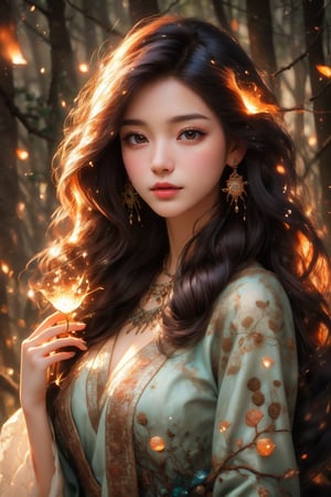 busty and sexy girl, 8k, masterpiece, ultra-realistic, best quality, high resolution, high definition, the character should be a mischievous forest spirit, leaves woven into their hair. The background should be a moonlit forest clearing, with fireflies dancing in the air. The overall mood should be mysterious and enchanting, inviting viewers to explore the hidden magic of the woods,COSMOG,TG