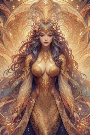 ((mucha style)),busty and sexy girl, 8k, masterpiece, ultra-realistic, best quality, high resolution, high definition
