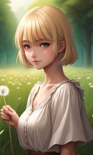 score_9, score_8_up, score_7_up, score_6_up, score_5_up, score_4_up, (source_anime),  1girl, solo, looking at viewer, blush, short hair, open mouth, blonde hair,  hair ornament,  green eyes, ass, pants, from behind, (dandelion field:1.4)

(iconic medieval),(dynamic pose, looking at viewer),more detail XL,  mystical forest and huge dandelion,