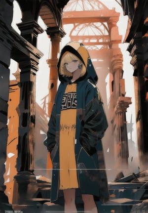 (high quality), nodf_lora, 1girl, solo, portrait, closeup, long hair, dress, rock temple, standing, stairs, ruins, pillar, (depth of field),  (Ancient Ruins:1.4),


1girl, solo, short hair, closed mouth, yellow eyes, hoodie,  hood down, ear piercing, yellow background, black hoodie, cinematic, ,nyantcha style