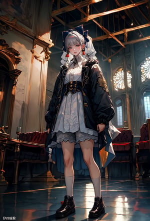 highres,absurdres,masterpiece,best quality,original,extremely detailed CG,extremely detailed wallpaper,perfect lighting,(standing on the stage),blurry background,looking at viewer,,0p3r4,dress,veil, (opera:1.4)


1girl, solo, long hair, looking at viewer, shirt, long sleeves, bow, holding, twintails, closed mouth, jacket, hair bow, grey hair, shoes, shorts, socks, open jacket, sleeves past wrists, grey eyes, black shirt, , white jacket, ,cinematic, ,nodf_lora, (indoor:1.3),ayaka_genshin