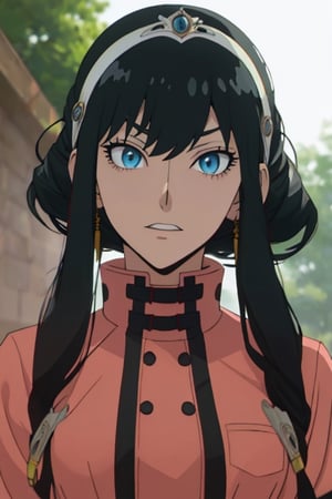 infernal princess, with human form but with diabolical features, full details, 1 girl, casually dressed, slender body, blue eyes, black hair color, light skin, masterpiece,anime