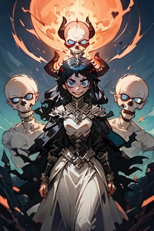infernal princess, with human form but with diabolical features, scenery, full details, 1 girl, casually dressed, slender body, blue eyes, black hair color, light skin, masterpiece
