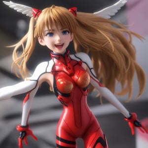 asuka,angel_wings, angel, masterpiece, full details, details, black eyes, blonde laughed hair, dynamic background  , blue eyes,3D