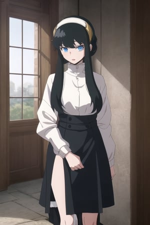 infernal princess, with human form but with diabolical features, full details, 1 girl, casually dressed, slender body, blue eyes, black hair color, light skin, masterpiece,peeing self,anime