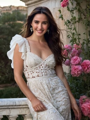 full body view, raw, photorealistic, real, perfect skin, real skin pores, realistic photo long dress, flower garden, 1girls, jennifer connelly, smiling like a star, perfect body ((((18 years old girl)))) extremely innocent face, (((beautiful face))) lace dess| crochet dress, slender body, she smile like gentle love goddess, very long tresses, (((very long hair))), black hair, brown hair, expressive face ((((shy pose)))) she loves it so much. phenomenal image, too good, did you see it? i can't believe how good this is quality, sharp, perfect, beautiful, female, ultrarealistic, soft lighting, 8k, REALISTIC, Wonder of Art and Beauty, Masterpiece, ana de armas, shy smile
, sunset_scenery_background, REALISTIC, Masterpiece, masterpiece, realistic, ((((by Lawrence Alma-Tadema)))),Masterpiece