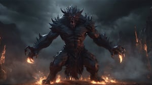 create a hyper realistic image of monster  of darkness, dark , evil , strong, mercless, fierce, dark shadow aura8k, high detailed, sharp focus.,
(camera view is further away, ),
(((Full_body_shot))),