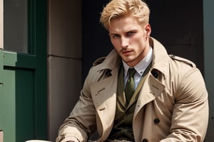 Gay man,  score_9,score_8_up,score_7_up, male receiver Reiner Braun, blond hair, short hair, stubble, facial hair, hazel eyes, (light-brown-trench-coat, long-coat), (open-trench-coat, unbutton-trench-coat), white collared shirt, dark-green-pants, combat boots, perfect anatomy, gangbang, kneeling, bukkake, happy moaning, huge thick penises, covered in cum, blowjob, handjob,ReinerBraun,masterpiece,Pixel art, 