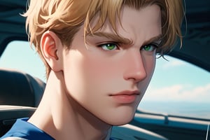 score_9, score_8_up, score_7_up, score_6_up, perfect anatomy, perfect proportions, best quality, masterpiece, high_resolution, high quality, aesthetic, absurdres, solo male, Lewis Smith, blond hair, short hair, sideburns, green eyes, nude, mecha cockpit, (close up, from side, headshot), mature, handsome, charming, alluring, masculine, serious, intense eyes, v-shaped eyebrows, mad, passionate, look outside, leaning forward, sitting in huge industrial mecha, mecha cockpit, BREAK ((eyes focus, cropped, dutch angel)), photo background, science fiction, mecha, multiple monitors, cinematic, mecha, cinematic still, emotional, harmonious, bokeh, cinemascope, moody, epic, gorgeous, inside the mecha, BREAK (emphasis lines, motion lines, motion blur)