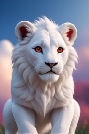 White Cloud in the shape of Lion, white, elegant, red eyes, large beast, Bokeh, in sky 8k,<lora:659095807385103906:1.0>