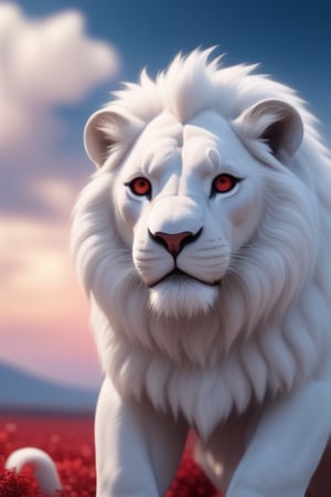 White Cloud in the shape of Lion, white, elegant, red eyes, large beast, Bokeh, in sky 8k,<lora:659095807385103906:1.0>