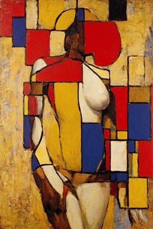 Abstract art. Vangog brush strokes. ,Movie Still,HZ Steampunk, female body curves. Mondrian 