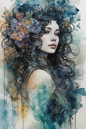 ((extremely detailed)), CoG_v2, (dark moody watercolor:1.8), European ink illustration, ((watercolor)), (natural detailed hair), " I've been much too far out all my life and not waving but drowning". Gustave Doré, Jasmine Becket-Griffith, freedom, full body, (line art), particles, concept art,mysterious , nightmarish dreamlike, perfect anatomy, great realistic features, perfect detailed hands fingers, (detailed, detailed florals, crystals, minerals, perfect detailed jewelry, crystal jewellery), masterpiece, pure perfection , sharp focus, Decora_SWstyle,ink, (art nouveau:1.9), fflixmj6, (baby_face), (one upper body), (half visible puffy sleeves), (marble ombre background), (baby face woman, young lady:1.9),  (gothic style), (victorian style), ((luxury European apartments from barocco era)), 