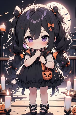 (masterpiece, best quality, high definition, ultra-detailed), (beautiful and aesthetic: 1.2), detailed eyes and face, full body, 1 girl, kid, toddler,  (black hair) , purple eyes, (twintails), (pigtails),
Halloween costume, sandals, Halloween in kindergarten, pumpkins, Halloween decorations, candles, gothic, bat, moonlight, moon, street, city, spirit, 





























,score_9, score_8_up, score_7_up, source_anime,