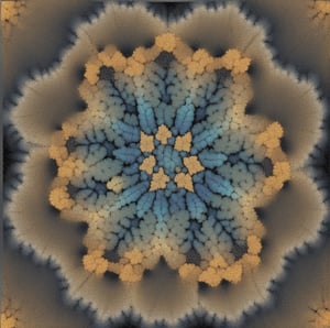 Fractal, Hexaflake, log _{3}(7), Built by exchanging iteratively each hexagon by a flake of 7 hexagons, 
