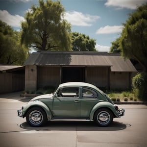 (Top Quality, Masterpiece), Realistic, Ultra High Resolution, Complex Details, Exquisite Details and Texture, Realistic, ((From Side:1.5)), 
Volkswagen Beetle car, Baja Bug, madgod,volkswagen type1, ,pastelbg,Nature