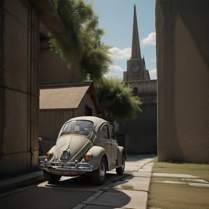 (Top Quality, Masterpiece), Realistic, Ultra High Resolution, Complex Details, Exquisite Details and Texture, Realistic, ((From Side:1.5)), 
Volkswagen Beetle car, Baja Bug, madgod,volkswagen type1, ,pastelbg,Nature