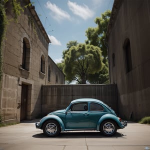 (Top Quality, Masterpiece), Realistic, Ultra High Resolution, Complex Details, Exquisite Details and Texture, Realistic, ((From Side:1.5)), 
Volkswagen Beetle car, Baja Bug, madgod,volkswagen type1, ,pastelbg,Nature