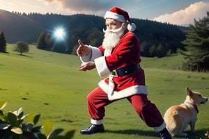 k4k3k,Santa Claus, 1 male, 1 SantaClaus, Practice hitting Kamehameha waves in the meadow,