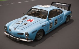 VW Karmann Ghia, World Touring Car Championship, WTCC, Deutsche Tourenwagen Masters, DTM,
(full body:1.3), from bellow, high quality skin texture rendering, curved body, masterpiece, 8k, high resolution, hyperrealism, hyper realistic,  ,StdGBRedmAF