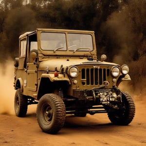 (Top Quality, Masterpiece), Realistic, Ultra High Resolution, Complex Details, Exquisite Details and Texture, Realistic, 
WILLYS JEEP, (Wild Willy:1.5), (wheelie run:2.0), (front wheels are hopping:2.0),3d,LandCruiser40,madgod,　Leonardo Style
