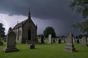 score_9, score_8_up, score_7_up, Generate a real life image of tobstone in a gothic cemetary. Night time, thunderstorm