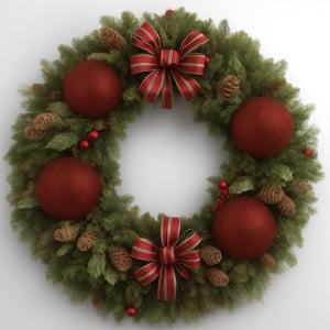 Generate hyper realistic image of a beautiful Christmas wreath