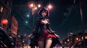 (beautiful background), (masterpiece, high quality, best quality), (colorful), (seductive),(on a date) , (night city neo RGB light) , lingerie, short skirt , 1girl solo, 30 year old, ((medium breasts)), , from below
