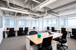 real, Interior, office, 330m2, 100py,  
Modern, simple, office space, 100 people, collaboration, sustainable office, innovative product development environment, google office, atlas copco, apple office, work space, photograph, real quality, wide, photo,(((GCM))), ((Globa Multi core tube))