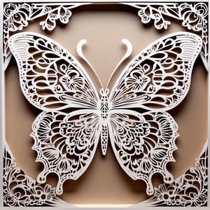 Monochromatic "butterfly Intricate paper-cut illustration,