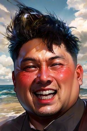 sole_male, 1man, 1boy, masterpiece, realistic, cowboy shot, (1man:1.3), BREAK, absurdres, highres, ultra detailed, flag, korean flag, north korean flag, asian, asian_man, asian_male, korean, korean_text, korean, korean_commentary, chubby_male, smile, laugh, happy, happy_face, NORTH_KOREA, NORTH KOREA, JUCHE, nuclear, nuclear weapon, nuclear missile, weapon, icbm